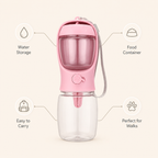 Portable Dog Water Bottle with Food Dispenser – Leak-Proof Travel Bottle for Pets