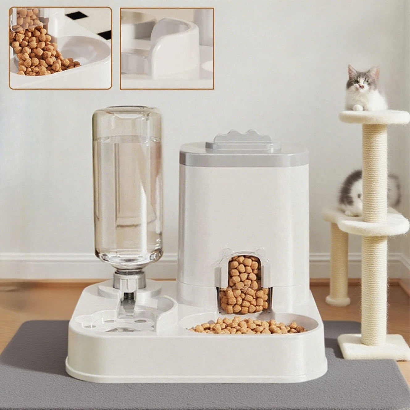 Automatic Pet Feeder & Water Dispenser – Gravity-Powered, No Batteries Needed