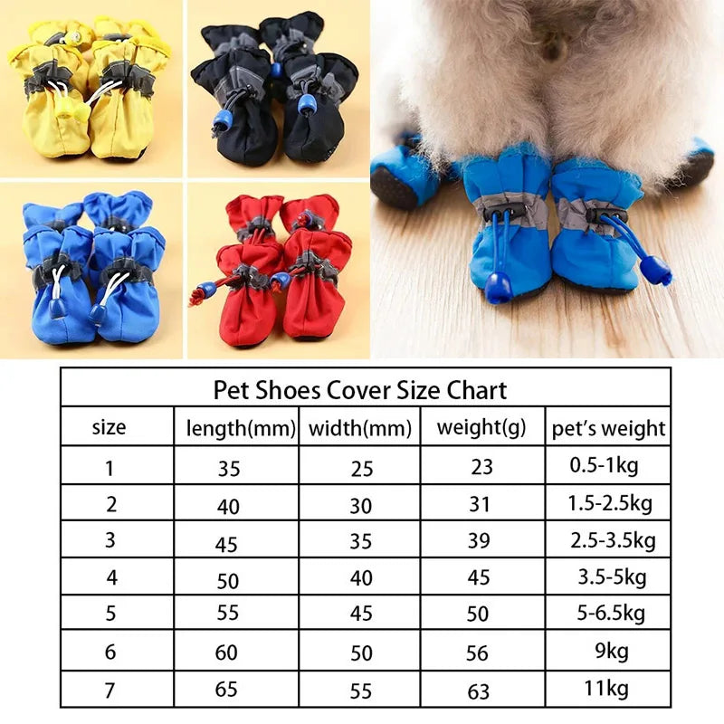 Waterproof Dog Boots for Small Dogs – Set of 4 with Non-Slip Rubber Sole