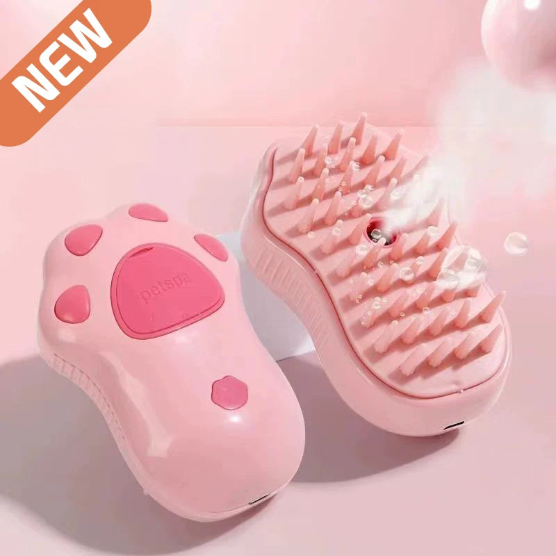 3-in-1 Electric Steam Brush for Cats & Dogs – Grooming, Massage & Hair Removal
