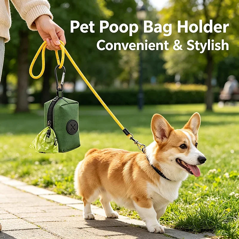 Canvas Dog Poop Bag Dispenser with Carabiner Clip – Eco-Friendly