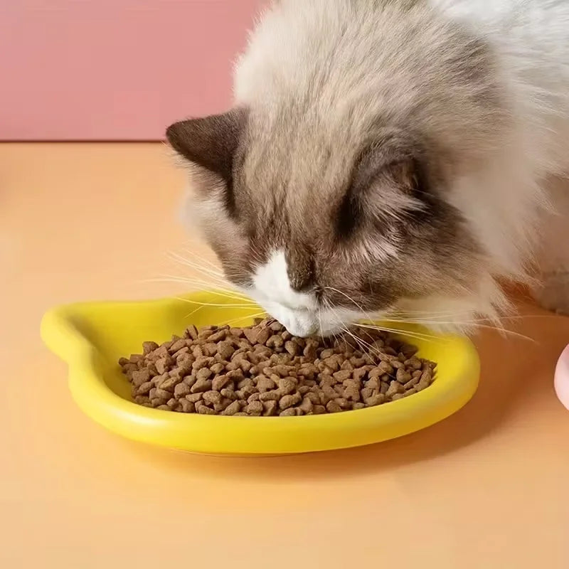 Shallow Pet Food Dish Set – 4 Colors for Cats & Small Dog Breeds